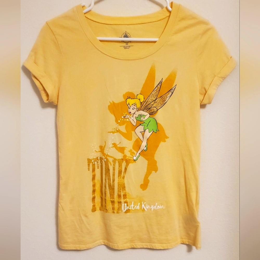 Disney Parks United Kingdom Tinker Bell Yellow Tee Women's Size XS